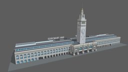 Ferry Building San Francisco tower, vray, us, urban, market, manhattan, newyork, texas, bay, francisco, pacific, port, california, goldengate, san-francisco, 3d, lowpoly, house, usa, city, building, bridge, ferry-building