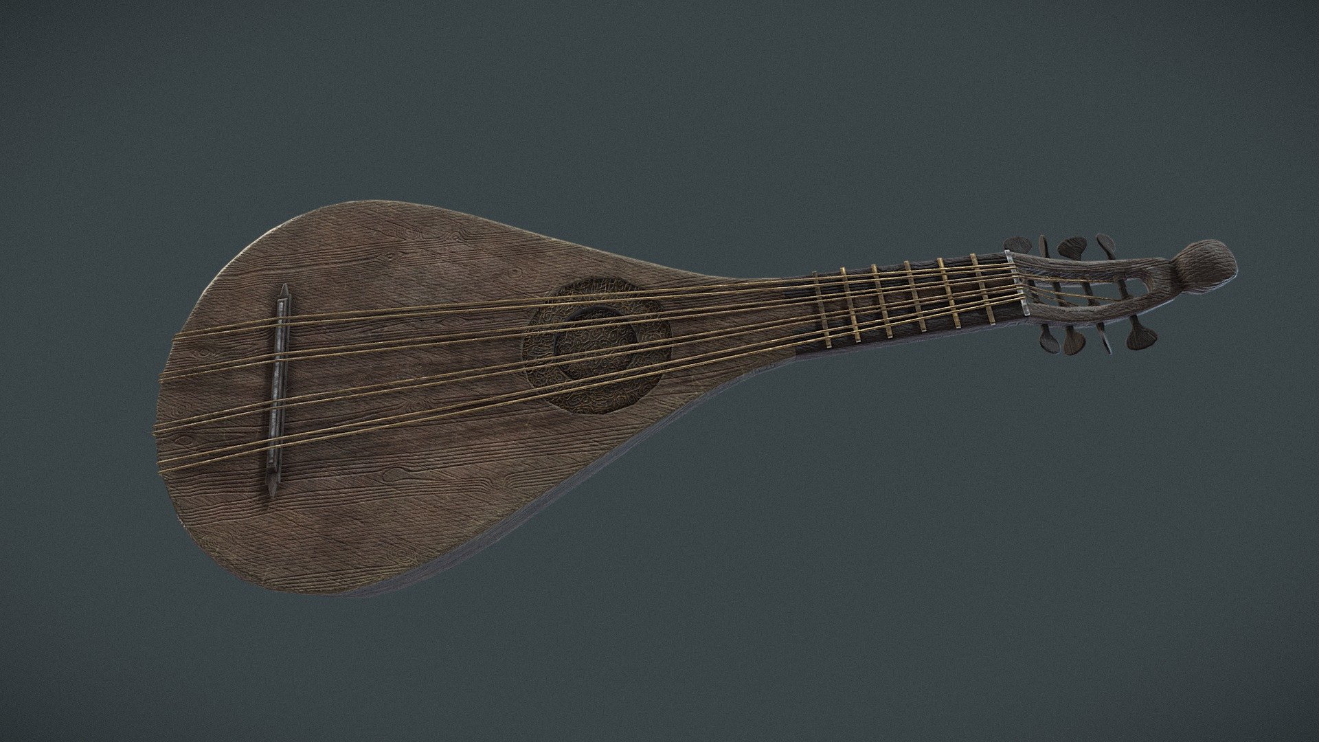 Medieval Gittern 3D Model PBR Texture 4096 x 4096 includes a light and dark wood texture 3d model