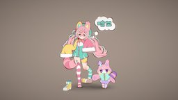 Little Sleepies cute, chibi, shadeless, moe, lineart, girl, cartoon, anime