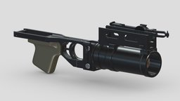 GP-25 Grenade Launcher rifle, grenade, assault, high, soldier, revolver, army, handgun, carbine, generic, semi, long, submachine, defense, equipment, firearm, vr, bullpup, ar, firearms, automatic, machine, battle, pistol, sniper, launcher, personal, semi-automatic, weapon, asset, game, 3d, low, poly, military, shotgun, gun, gear, war, "light", "multiple-barrel"