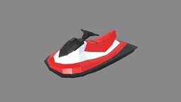 Low Poly Jet Ski 01 toon, yacht, equipment, ocean, travel, entertainment, water, jetboat, nautical, jetski, watercraft, waterjet, game, vehicle, lowpoly, design, ship, sport, sea, gameready, boat, noai