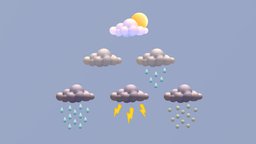 SketchfabWeekly bad, storm, good, clouds, icons, snow, pack, cloud, icon, rain, sun, week, lightning, 19, weather, symbols, sketchfabweeklychallenge, cartoon, lowpoly, stylized, fantasy