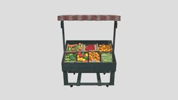 market stall 96 AM24 food, stand, architectural, market, stall, elements, fruits, vegetables, street