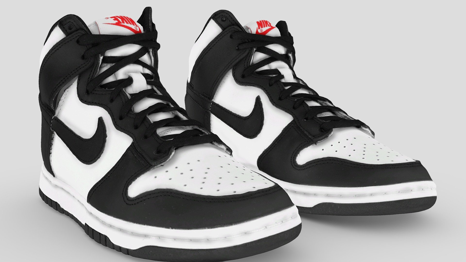 A Very Detailed scanned shoes with High-Quality .Reay to use in virtual try on project and game sim 4 or second life.

The Mesh is UV unwrapped.

4096x4096 difuse Texture Map jpg format，in the compressed file rar.

The textures is lighting baked,the texture is uploaded to preview images.

File contains :

FBX .OBJ .stl.collada(dae).Difuse map Texture(jpg format).

If you want to change the colorway of the shoes, it is easy to do it with photopshop. If you want to change the colorway or decrease the polycourt ,I am willing to do it.

This is a professional scanning agency, if you want any other shoes, Don't hesitate to tell me.It will helps a lot.we are available for custom shoes scan.

Don't forget to check my other sneakers,Have a nice day：） - Nike Dunk High PANDA - Buy Royalty Free 3D model by Vincent Page (@vincentpage) 3d model