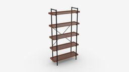 Industrial Bookcase Shelf Walker Edison room, modern, frame, shelf, library, apartment, furniture, bookcase, metal, bookshelf, shelves, book, 3d, pbr, design, home, wood, interior, wall