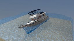 Partially Submerged Boat scene, foundation, anchor, sand, water, waves, under, submerged, collide, partially, ship, boat, docked, anchored, boatus, crashing