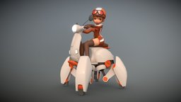 ATV vespa, retrofuturism, girl