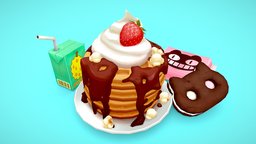 Chill-tober #7 food, packaging, stevenuniverse, handpaintedtexture, pancakes, steven-universe, handpainted-texture, fanart3d, noai