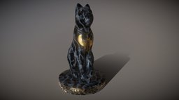 Egyptian Cat Statue cat, historic, egypt, figure, statue, bastet, hieroglyphs, carvings