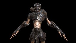 AlienHunter beast, suit, soldier, future, sci, fi, hunter, terminator, invader, killer, predator, thing, scout, cyborg, boss, alien, infantryman, pbr, animated