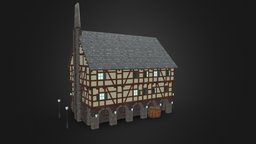 Fachwerk House 1 project, style, small, indie, german, atlas, fachwerk, architecture, 3d, texture, house, building