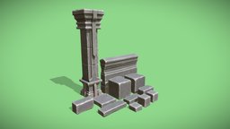 Hand-Painter Stylized Stone Bricks (Low Poly) fence, castle, stairs, rocks, pillar, stylized-environment, stylized-texture, substancepainter, maya, unity, unity3d, low-poly, pbr, lowpoly, stone, zbrush, free, stylized, modular, wall