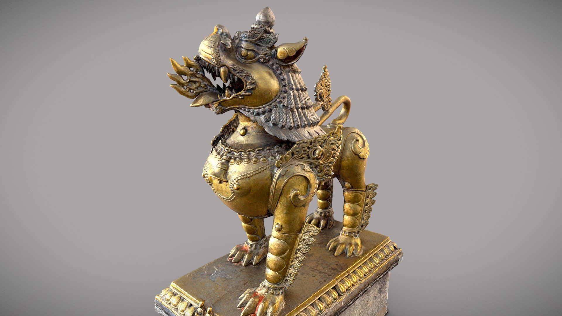 A pair of this brass sculpture is located at the gate of &ldquo;Akash Bhairav