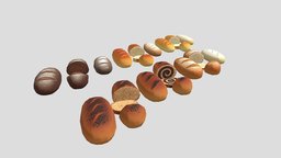 Cartoon Bread food, bread, foods, food3dmodel, cartoon