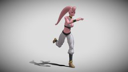 Buu Girl (Boo Girl) cgi, dragonball, mid-poly, majinbuu, modeling-blender3d, majinboo, rigged-character, buu-girl