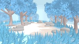 VR Alien Forest (with download) trees, tree, scene, plant, forest, grass, terrain, rocks, realtime, explore, sand, dirt, vr, skyrim, 3d-coat, asset, game, blender, lowpoly, model, free, blue, rock, download, black, highpoly