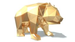 parametric panda cute, toy, future, panda, polygonal, statue, sculprtis, lowpoly, low, poly, animal, polygon, sculpture, gold