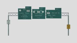 Highway Sign 07 led, assets, control, set, element, traffic, urban, highway, road, signs, signage, sign, lane, dynamic, elements, freeway, variable, roadway, architecture, game, low, poly, design, structure, street, expressway