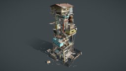 Outpost pipe, desert, garage, warehouse, ladder, generator, silo, concrete, apocalypse, metal, tank, box, pipeline, pylon, barrack, scaffolding, outpost, unity, game, lowpoly, wood, building, industrial