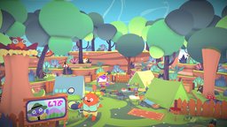 Cartoon forest diorama tree, forest, animals, camp, cartoonish, ready, camera, vegatation, unity, unity3d, cartoon, game, lowpoly, stylized, rock
