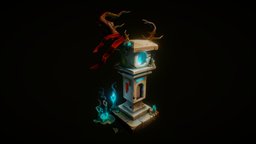 Forest Spirit Mailbox forest, 3dart, spirit, 3dcoat, candle, mailbox, fire, darkness, marmoset, handpainted, cartoon, 3dsmax, stone, zbrush, wood, blue, fantasy, magic
