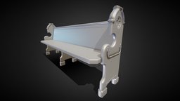 3D Church Pew Bench cathedral, wooden, bench, medieval, chapel, antique, furniture, seating, basilica, pew