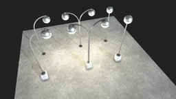 Light Poles concrete, detailed, outside, dirty, outdoor, metal, parking, pole, asphalt, lighting, gameasset, street, light, gameready