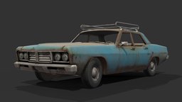 68 Sedan abandoned, sedan, post-apocalyptic, saloon, rusty, rusted, asset, vehicle, pbr, lowpoly, car, gameready, noai