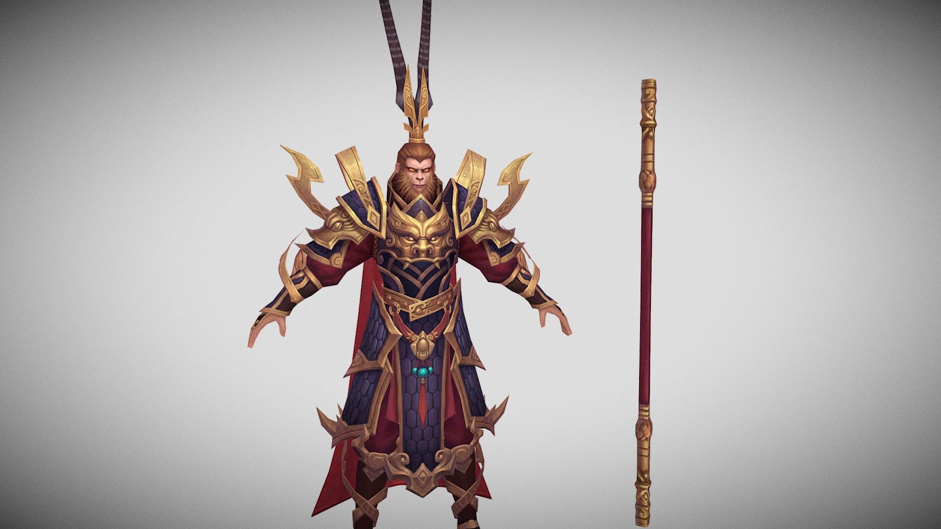 https://www.buymeacoffee.com/Khyoocumber - Lowpoly Monkey King Wukong - Download Free 3D model by Khyoocumber 3d model