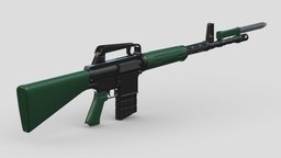 Armalite AR 10 High Poly rifle, grenade, assault, high, soldier, revolver, army, handgun, carbine, generic, semi, long, submachine, defense, equipment, firearm, vr, bullpup, ar, firearms, automatic, machine, battle, pistol, sniper, launcher, personal, semi-automatic, weapon, asset, game, 3d, low, poly, military, shotgun, gun, gear, war, "light", "multiple-barrel"