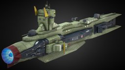 EFF Salamis Class SpaceCruiser AEUG cruiser, spacecraft, warship, salamis, gund, substancepainter, substance, low-poly