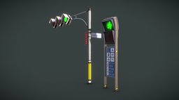 Traffic Lights [Street Assets Vol. 02] green, cyberpunk, korean, pedestrian, traffic-light, traffic-sign, substancepainter, asset, pbr, sci-fi, street, light, gameready