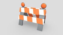 Traffic Barrier traffic, prop, urban, road, barrier, obstacle, tool, barricade, roadblock, blockade, reflective, low-poly, asset, texture, pbr, street, construction, industrial