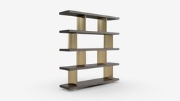 Etagere Baker Array room, modern, shelf, indoor, brown, furniture, array, living, bookcase, metal, cabinet, bookshelf, baker, etagere, render, 3d, pbr, design, home, interior, wall
