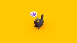 Pudgy Black Cat cute, cats, 3d, blender, art