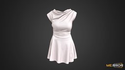 Ivory Short Shirring Dress short, fashion, clothes, ivory, ar, dress, 3dscanning, photogrammetry, 3dscan, clothing, shirring, noai, fashionscan