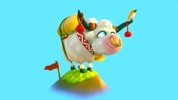 Friendly Yak cow, cute, bird, animals, mountain, lex, yak, cartoon, animal