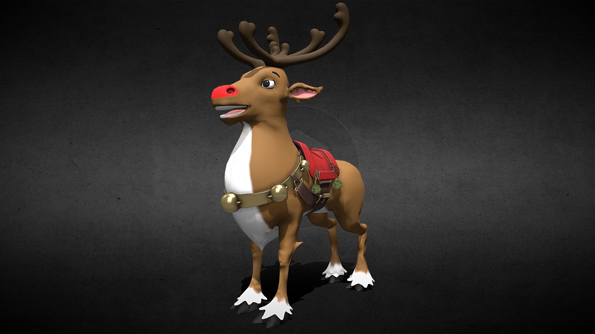 Rudolph the Red-Nosed Reindeer, this is a low-poly model that can be used for animation and a prop.
This is the base model without rig and animations so that you can have the freedom to do whatever you need.

Textures 4k (with substance file)
Color, Height, Metallic, Normal and Roughness.

Scale (blender):
Real world, Metric
Quad Faces 

Vertices: 30.395
Edges: 57.421
Faces: 28.862 - Rudolph Reindeer Cartoon - Buy Royalty Free 3D model by 3DGuimaraes 3d model