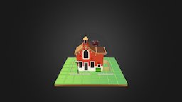 Cartoon House cute, barn, home, village