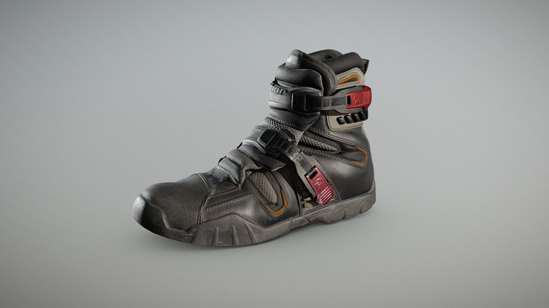 Thor 50/50 Motocross Boot

This Thor hybrid boot is the perfect blend of athletic shoe comfort and fit, and the rugged durability and coverage of a motocross boot.

30.6 x 12.1 x 20.5 cm (120 micrometers per texel @ 4k)

Scanned using advanced technology developed by inciprocal Inc. that enables highly photo-realistic reproduction of real-world products in virtual environments. Our hardware and software technology combines advanced photometry, structured light, photogrammtery and light fields to capture and generate accurate material representations from tens of thousands of images targeting real-time and offline path-traced PBR compatible renderers.

Zip file includes low-poly OBJ mesh (in meters) with a set of 4k PBR textures compressed with lossless JPEG (no chroma sub-sampling) 3d model