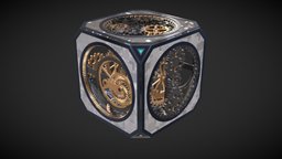 Mechanical cube cube, wheel, mechanic, steampunk, bronze, mech, gears, future, clock, mechanical, motor, parts, metal, science, iron, cogwheel, sci-fi, technology, gear, steel