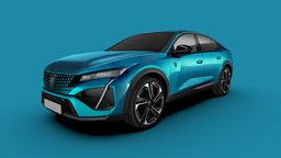 Peugeot 408 2023 french, suv, european, transport, urban, compact, peugeot, 408, crossover, fastback, psa, 5-door, low-poly, vehicle, lowpoly, car, liftback, stellantis, peugeot-408