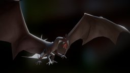 Low Poly Dragon fight, teeth, wings, wyvern, mob, claws, tail, fire, game, fly, creature, monster, dragon, black