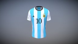 Mens Replica Adidas Jersey (Low Poly) cloth, textile, fashion, argentina, obj, fbx, 3ddesign, jersey, messi, gltf, textiledesign, design, clothing, digitalfashion, appareldesign, fashionwear, digitalfashionwear, 3dappareldesign, jerseydesign