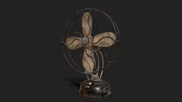 Antique Fan office, fan, desk, vintage, rusty, antique, dirty, old, lowpoly, gameasset, animation, dark, horror