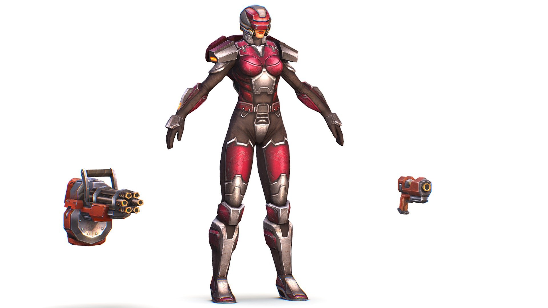 Low Poly Cartoon Sci-Fi Cyborg Drone Heavy  Soldier - 3dsMax file included - Cartoon Sci-Fi Cyborg Drone Heavy Machine Gun - Buy Royalty Free 3D model by Oleg Shuldiakov (@olegshuldiakov) 3d model