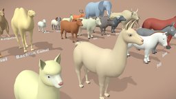 Big Animals lowpoly monkey, base, elephant, cow, goat, sheep, pig, assets, rigging, basemesh, animals, donkey, pony, pack, big, camel, bull, aaa, reindeer, llama, alpaca, yak, kangaroo, wallaby, zebu, waterbuffalo, pamir, lowpoly, horse, model, gameasset, sculpture, bactriancamel, miniaturepig, vietnamesepig