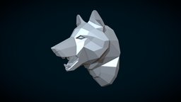 Wolf head low poly beast, head, canine, fir, carnivora, art, lowpoly, wolf, sculpture, noai