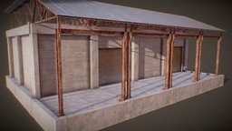Storage Building modern, storage, small, exterior, rust, garage, warehouse, urban, roof, concrete, rusty, vr, sheet, metal, hangar, old, large, game, pbr, building, modular, industrial, door, noai