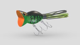 Arbogast Hula Popper Lure fish, diving, troll, fishing, set, rod, sports, collection, bass, spoon, outdoor, brass, deep, copper, lure, attraction, decoy, bait, aged, spinning, brazen, crankbait, minnow, swimbait